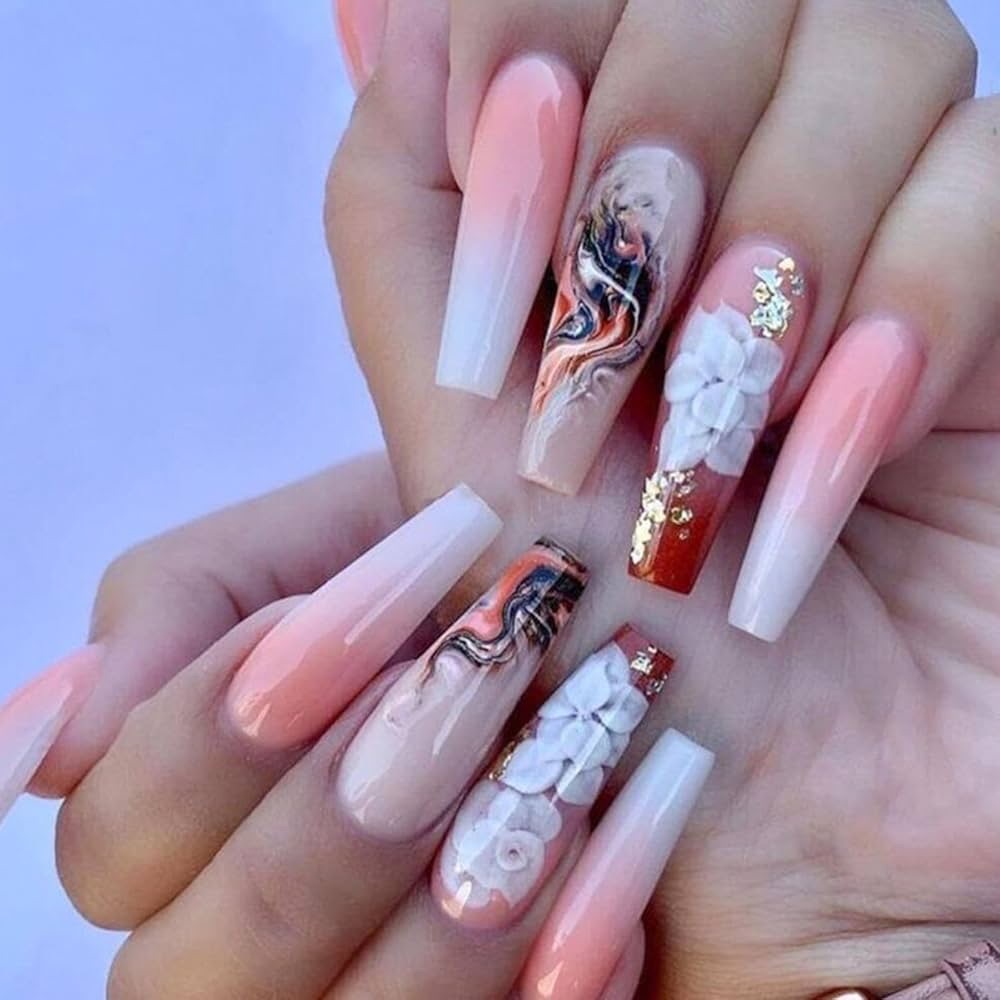Floral Press On Nails